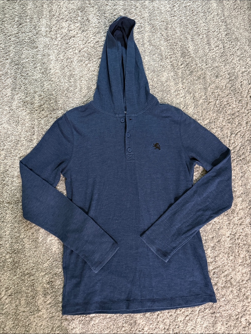 Express Navy Hooded Henley Long-Sleeve Shirt